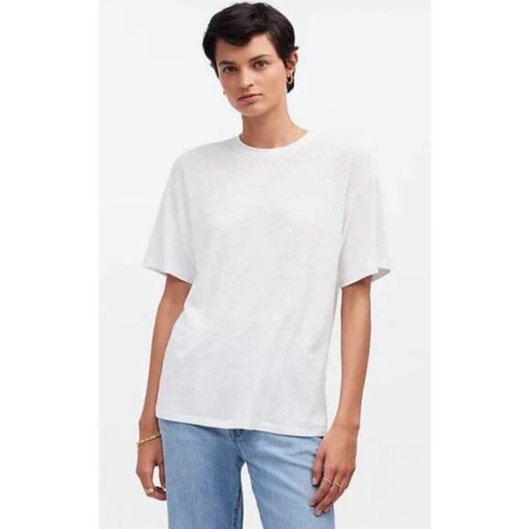 Madewell Linen-Blend Crewneck Oversized Tee XS - Picture 1 of 6